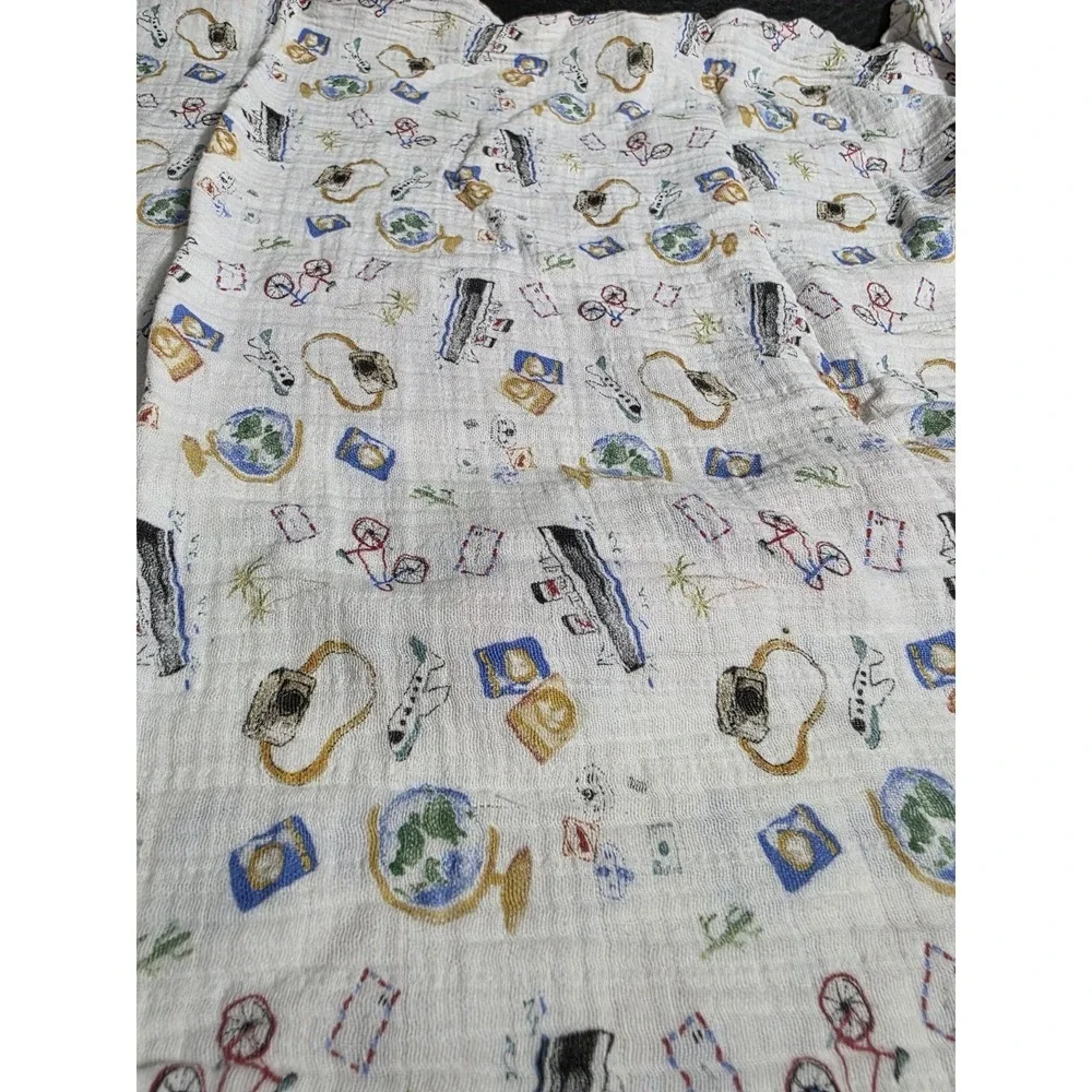 Aden + Anais Muslin‎ Swaddle Baby Blanket | Travel Theme | Ships Globes Vehicles